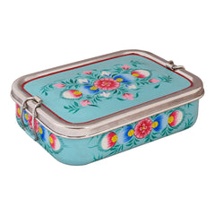 Hand Painted Lunch Box , Bento Box : School Lunch Box: Aqua Blue