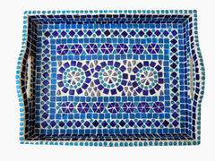 Mosaic Art Blue Serving Tray