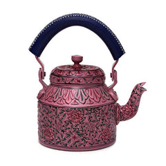 Hand Painted Tea Kettle with six glasses and stand: Pink Passion