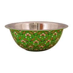 Hand painted Serving Bowl: Green Salad Bowl