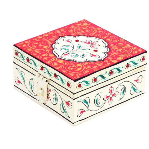 Hand painted square box : Elegant white