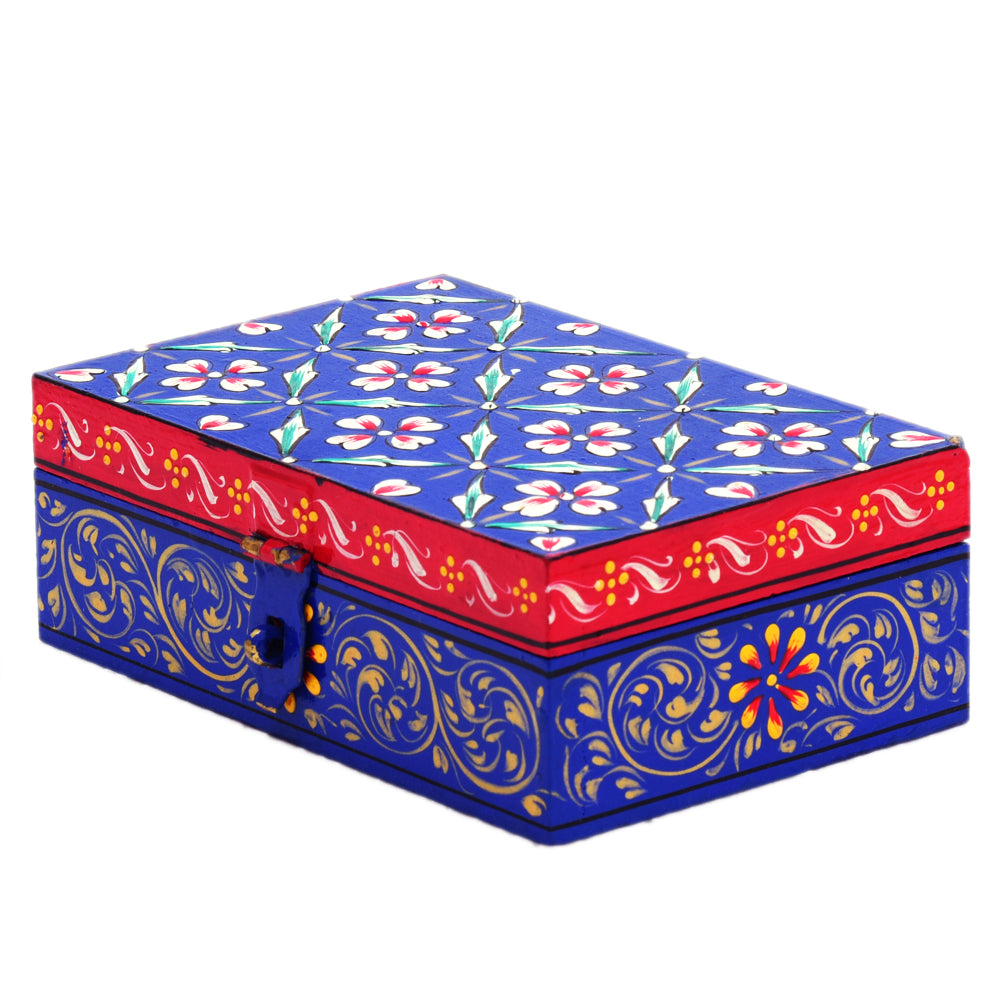Hand painted Rectangular Wooden Box : Cool Blue Box