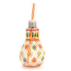 Hand Painted Sipper - Bulb Glass Sipper- "Spring" Basant