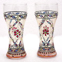 Hand Painted Pilsner Beer Glasses Set of 2, 320 ML 
