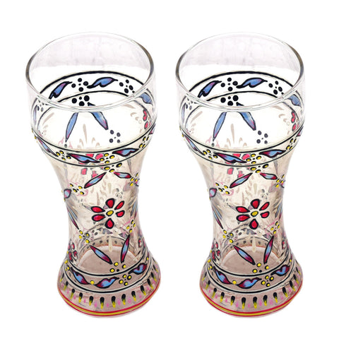 Hand Painted Pilsner Beer Glasses Set of 2, 320 ML 