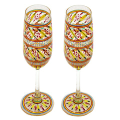Hand Painted Ocean Madison Flute Champagne glasses Set Of 2, couple gift