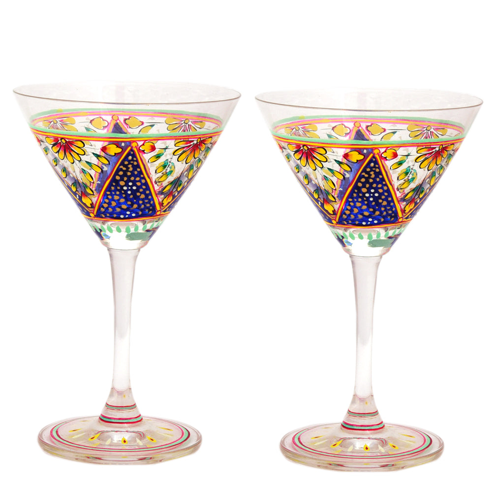 Hand Painted Cocktail/Mocktail glasses set of 2 Mughal,Perfect couple