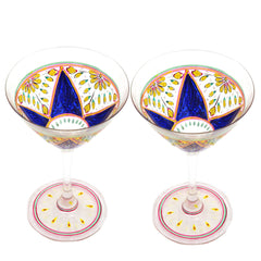 Hand Painted Cocktail/Mocktail glasses set of 2 Mughal,Perfect couple gift, Bar lovers Collectible