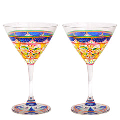 Hand Painted Cocktail/Mocktail glasses set of 2 Flora,Perfect couple gift, Bar lovers Collectible