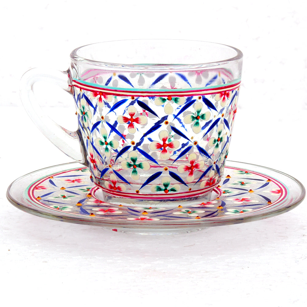 Hand Painted Tea Cup & Saucer set of 6