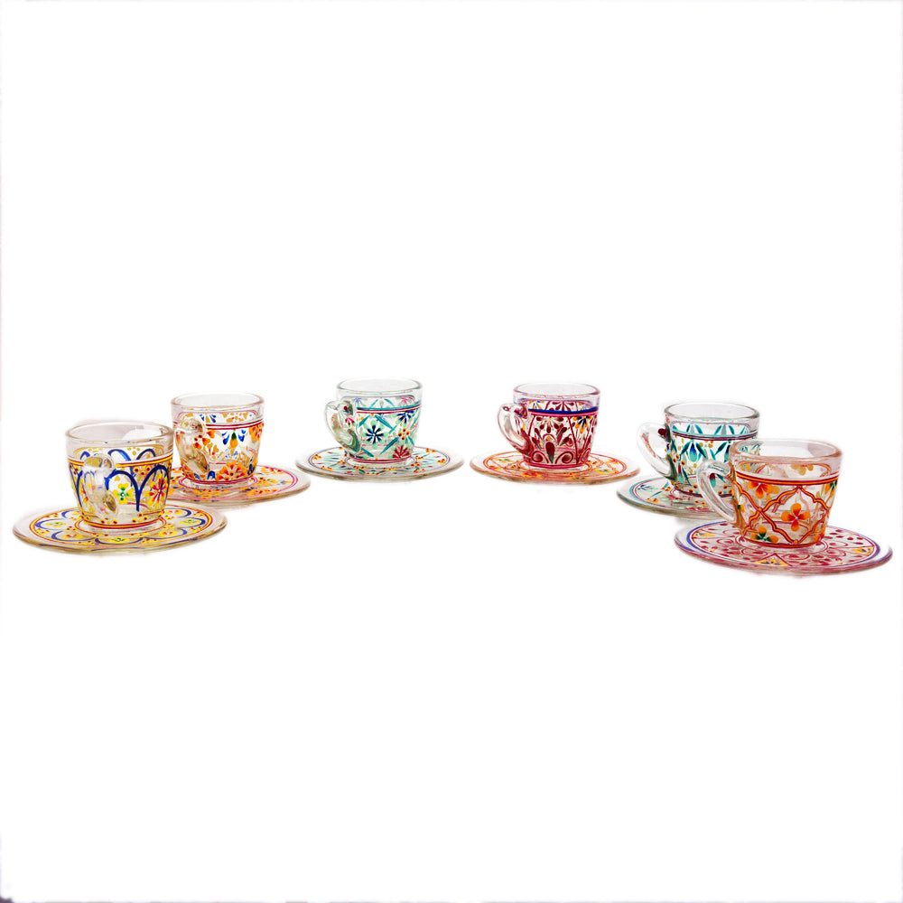 Hand Painted Cup & Saucer set of 6