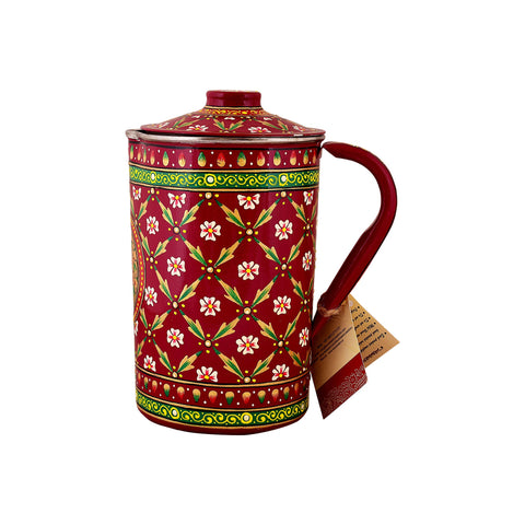 Hand Painted water jug- Stainless steel pitcher/ Juice pitcher Maroon Burgundy color/ Gift for Mom