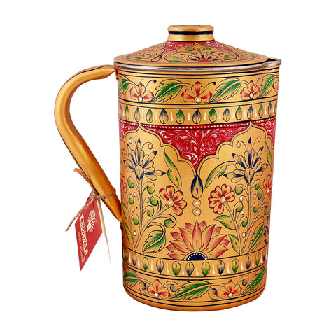 Hand Painted water jug- Stainless steel Juice pitcher, Golden beauty