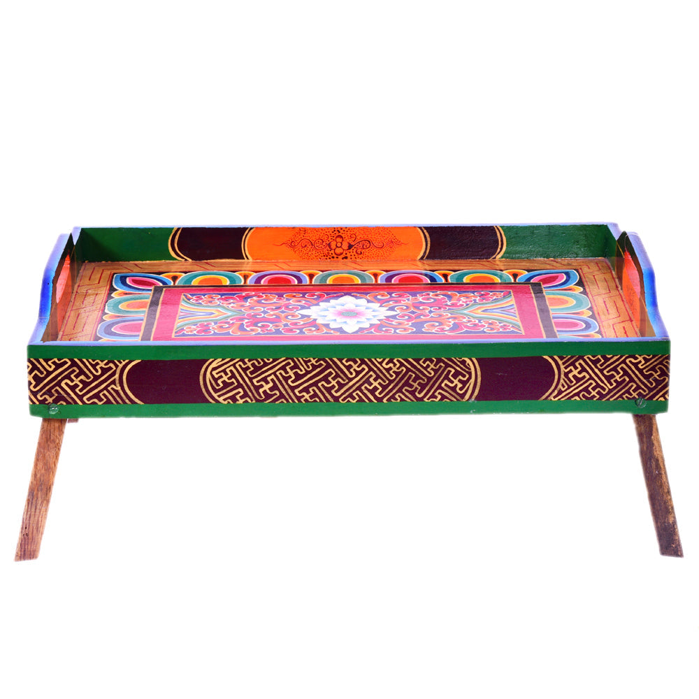 Hand Painted folding Table cum Tray - Ladakhi Art
