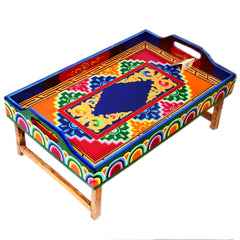 Hand Painted folding Table cum Tray - Ladakhi Art