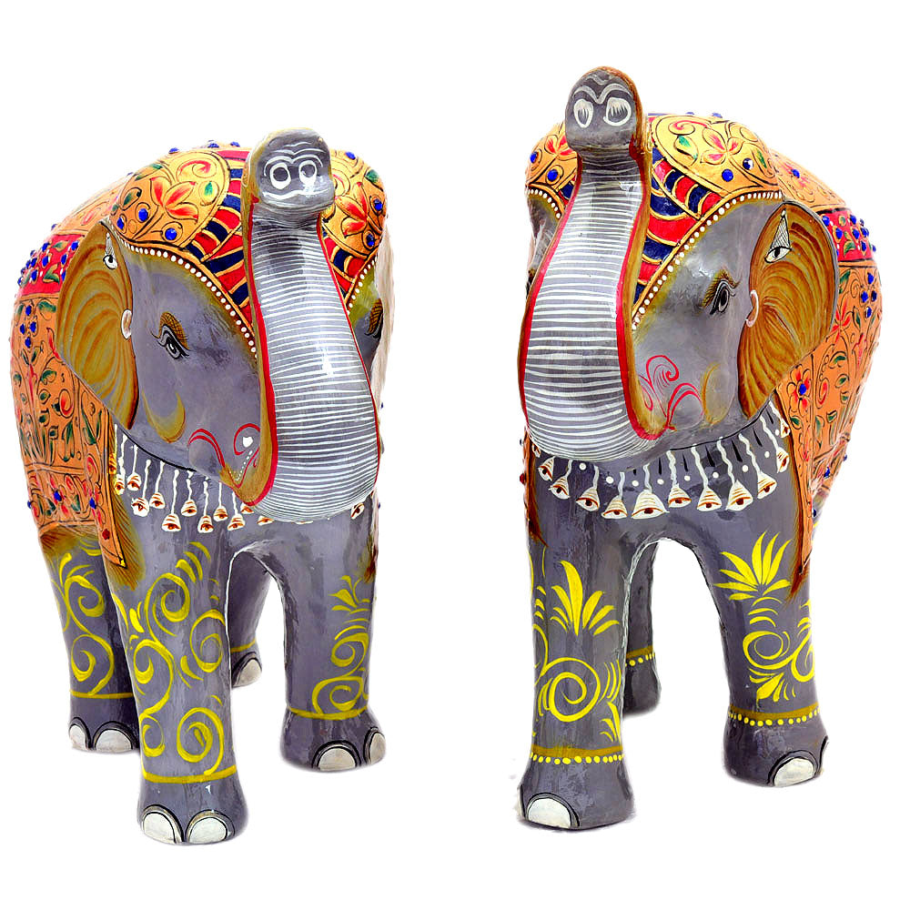 Hand Painted Elephants set of 2: Majestic Elephants