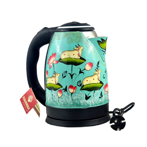 Hand Painted Electric Tea Kettle Hot Water Kettle for Tea & Coffee: Pichwai Art