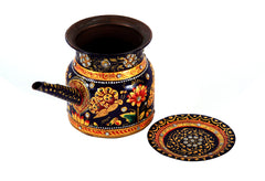 Hand Painted Copper Pitcher Small : Mughal Floral with Crystals