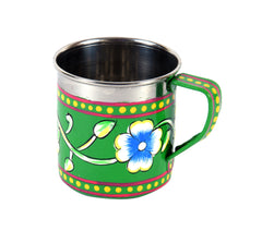 Hand Painted Tea Kettle  :  Green Floral Tea Set for Two Person