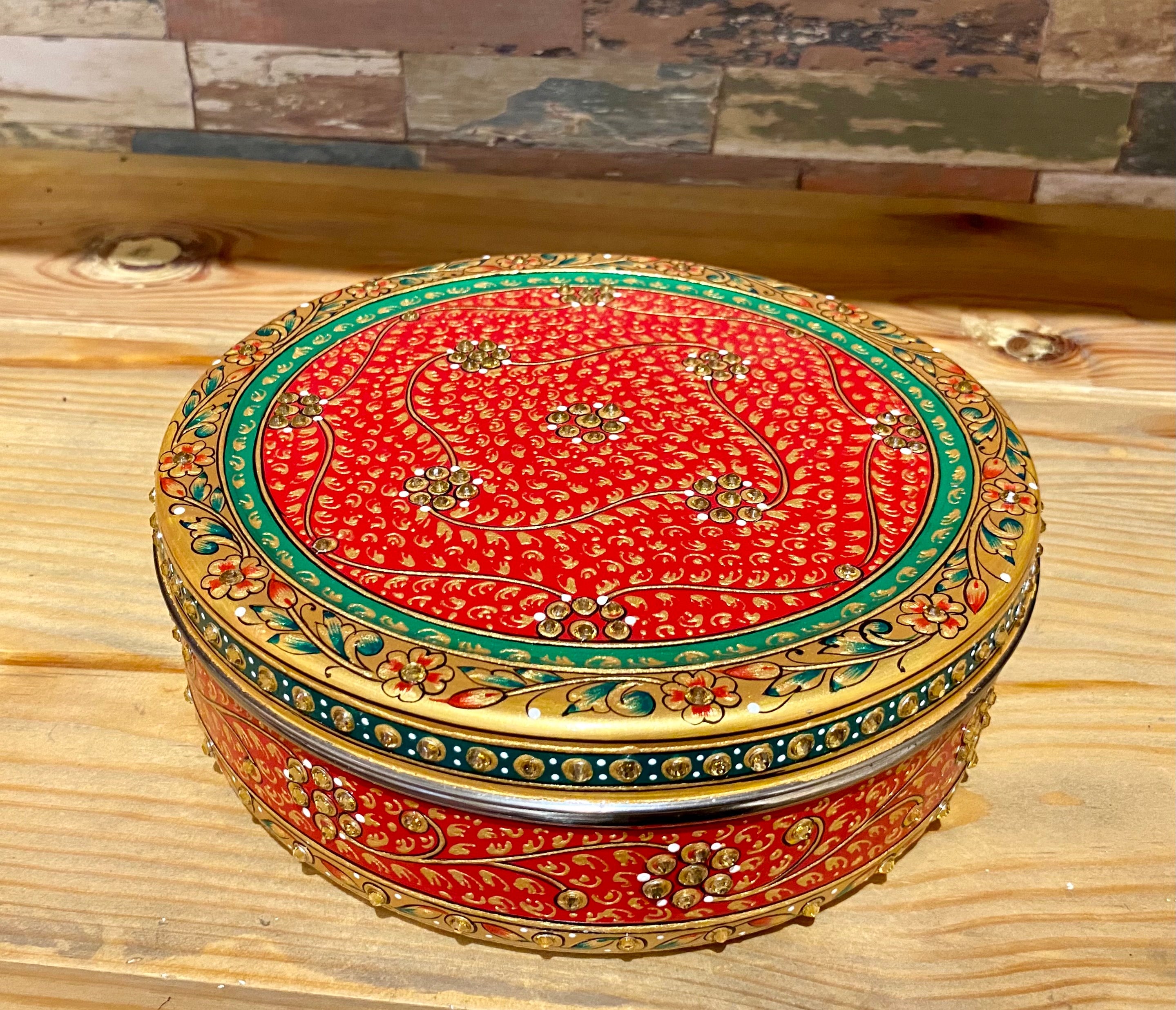 Kaushalam Hand Painted Spice Box - Masala Box, Spice Containers, Indian Masala daani