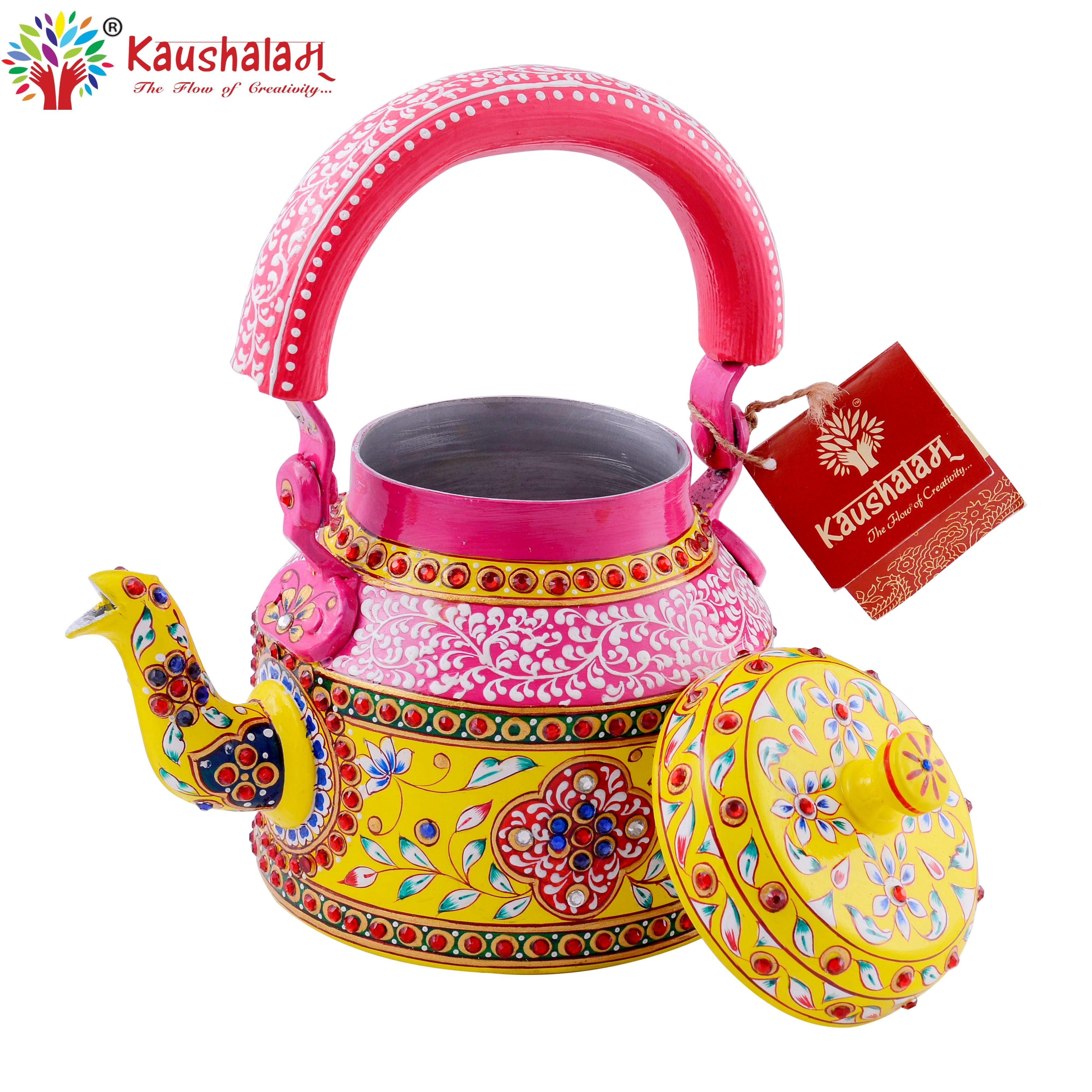Hand Painted Kettle :  Bright colorful with bling's