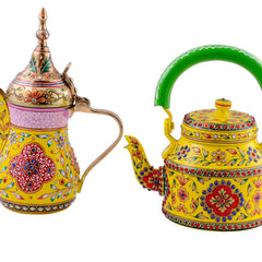 Arabic Dallah Brass Coffee pot & Tea kettle set-"Noor"