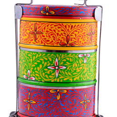 Hand Painted 3 Tier Steel Lunch Box