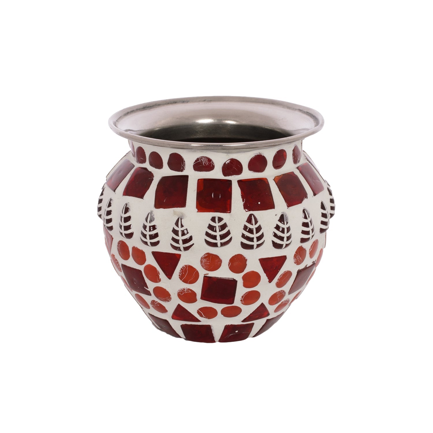 Mosaic Vase,Kalash, Sugar Pot : Red Mosaic Pot