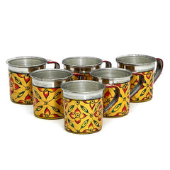 HAnd  Painted Tea Set of 6 : Red Floral