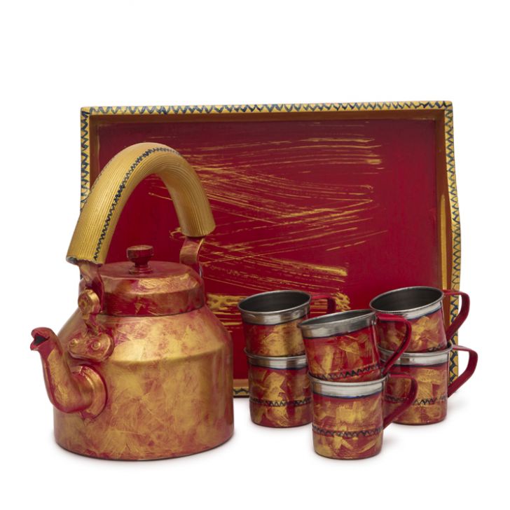 Hand Painted Tea set : Red Antiqua