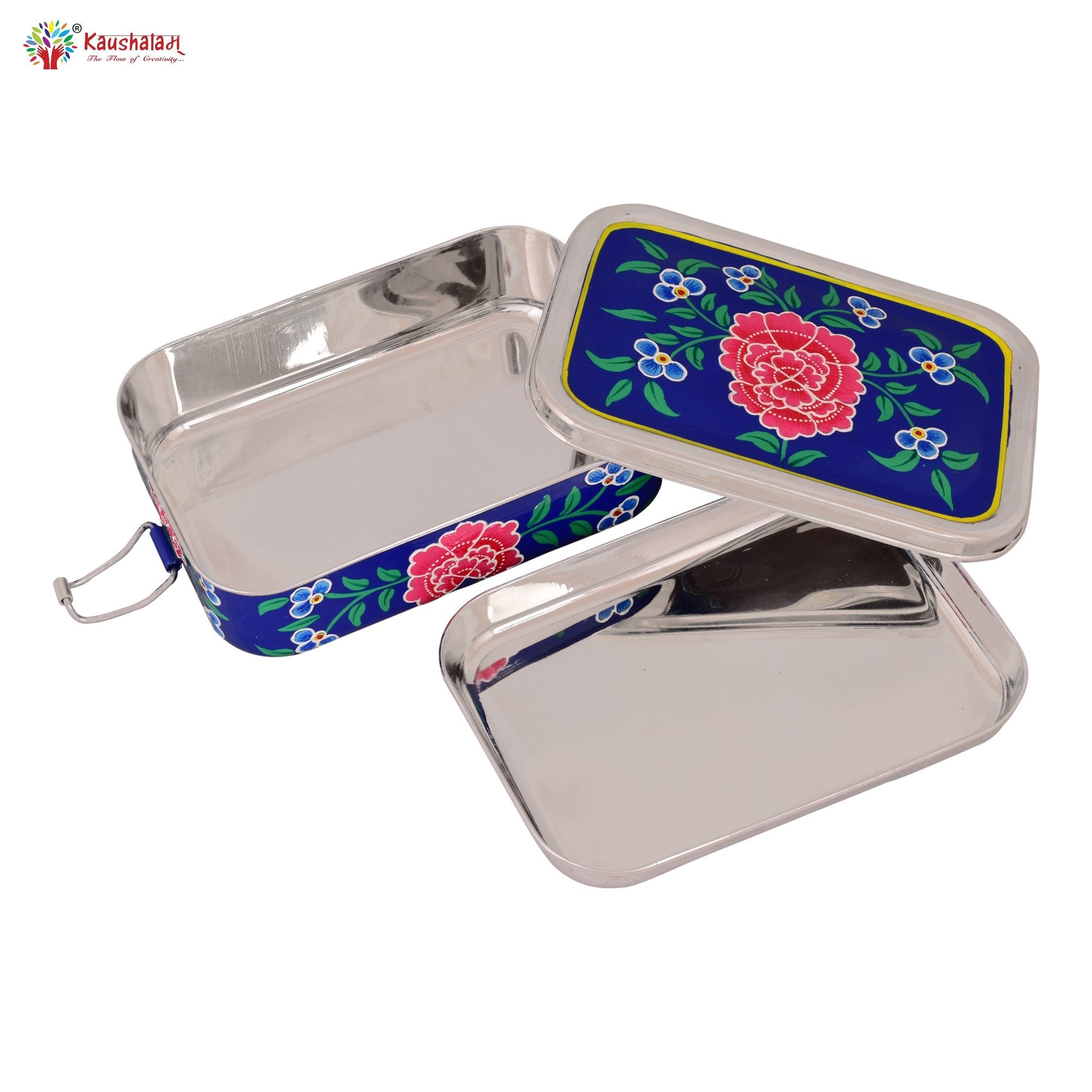 Hand Painted Lunch Box , Bento Box : School Lunch Box: Royal Blue