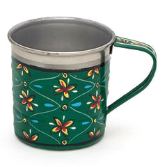 Hand Painted Tea Cups Set of  6: Bottlegreen