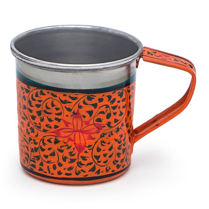Hand Painted Tea Cups Set of  6 : Orange Baag
