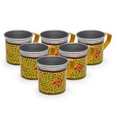 Hand Painted Tea Cups Set of  6 : Yellow Baag