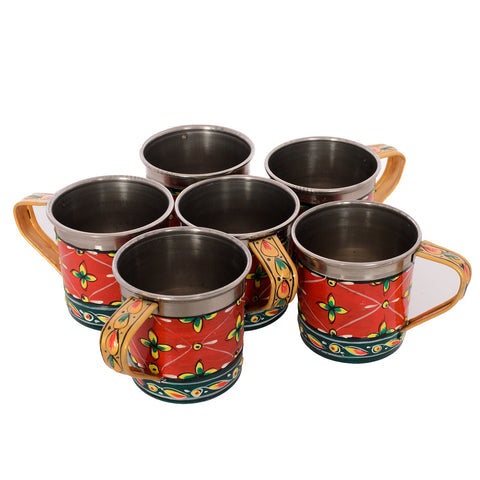 Hand Painted Tea Cups Set of  6 : Mauve