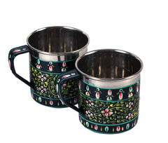 Hand Painted Tea Cups Set of  4 : Black