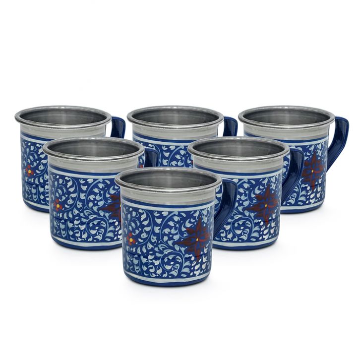 Hand Painted Tea Cups Set of  6: Mughal