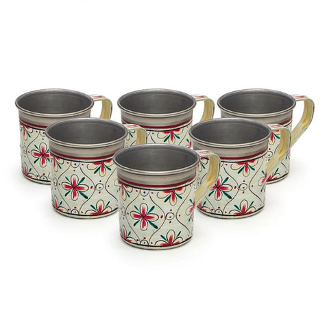Hand Painted Tea Glass Set of  6: Mughal