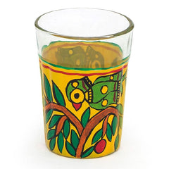 hand painted TEa Glass Set OF 6: Parrots on the tree