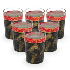 Hand Painted Tea Glass set of 6 : Black Glow