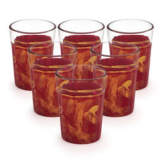 Hand Painted  Tea Glass set of 6 - Red Antiqua