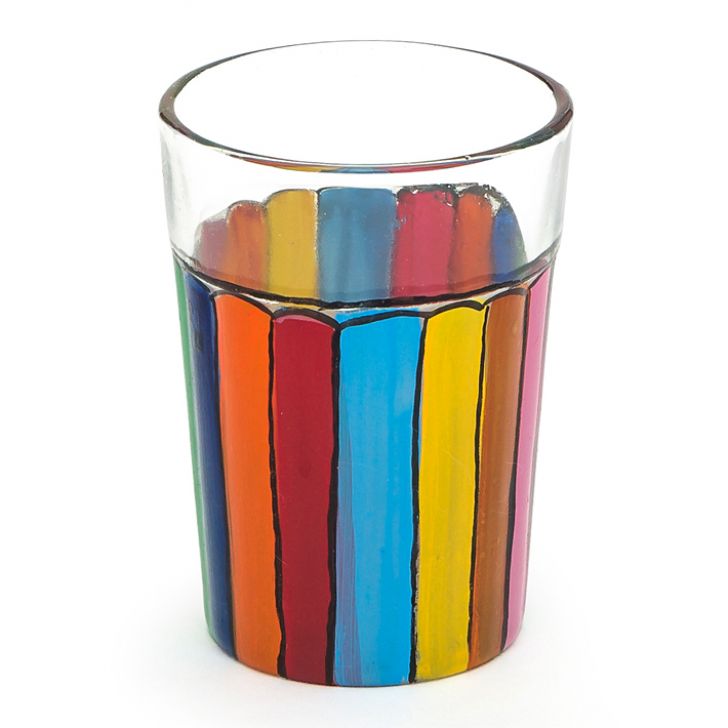 Hand Painted  Tea Glass set of 6 - Rainbow