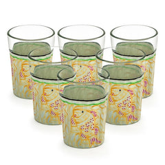 Hand Painted  Tea Glass set of 6 - Fish