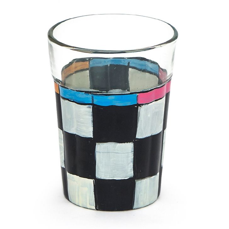 Hand Painted  Tea Glass set of 6- Checkers