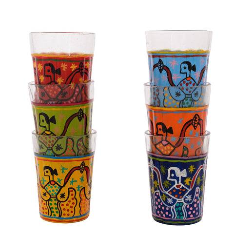 Hand Painted tea glass set of six with stand : Celebration
