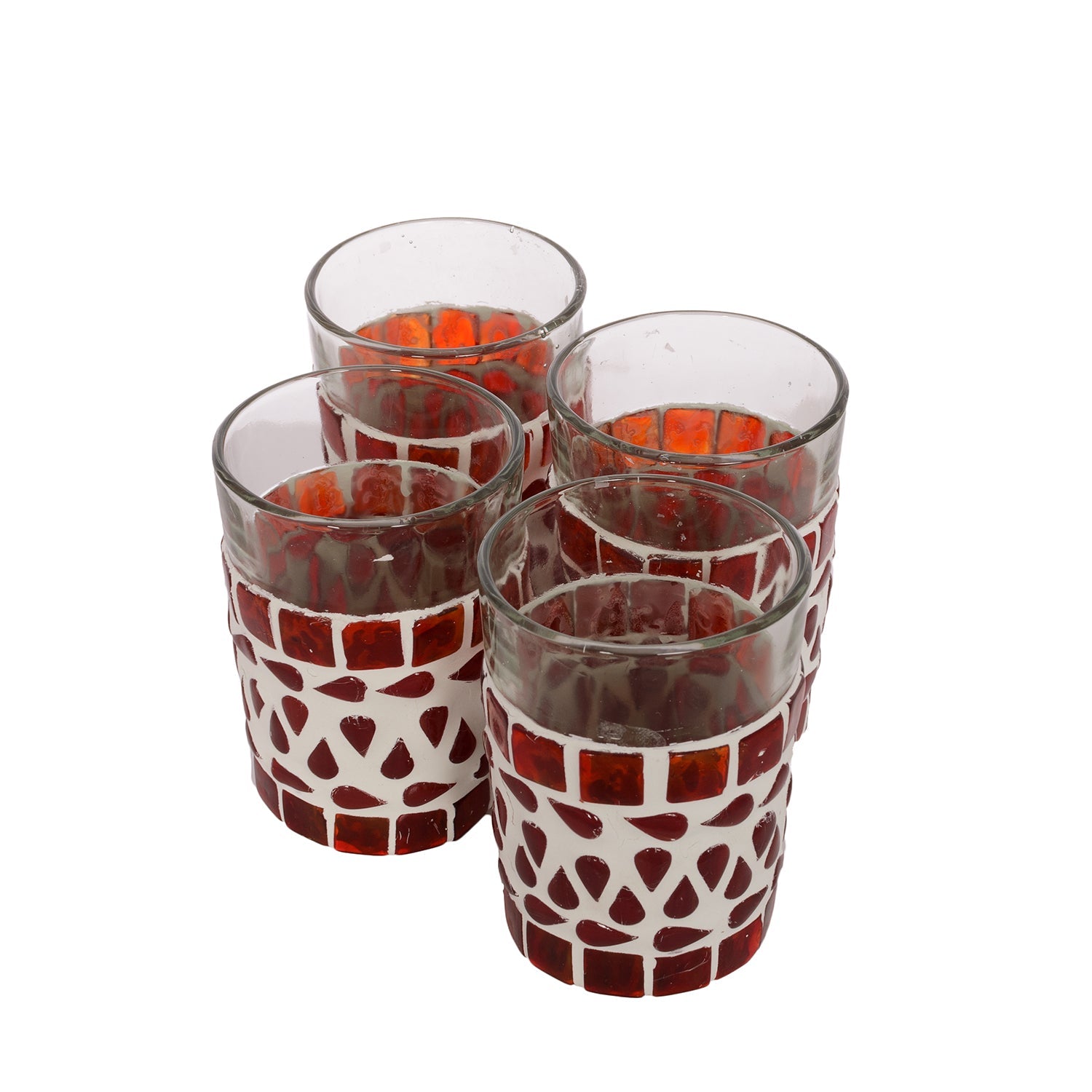 KAUSHALAM MOSAIC TEA GLASS SET: RED