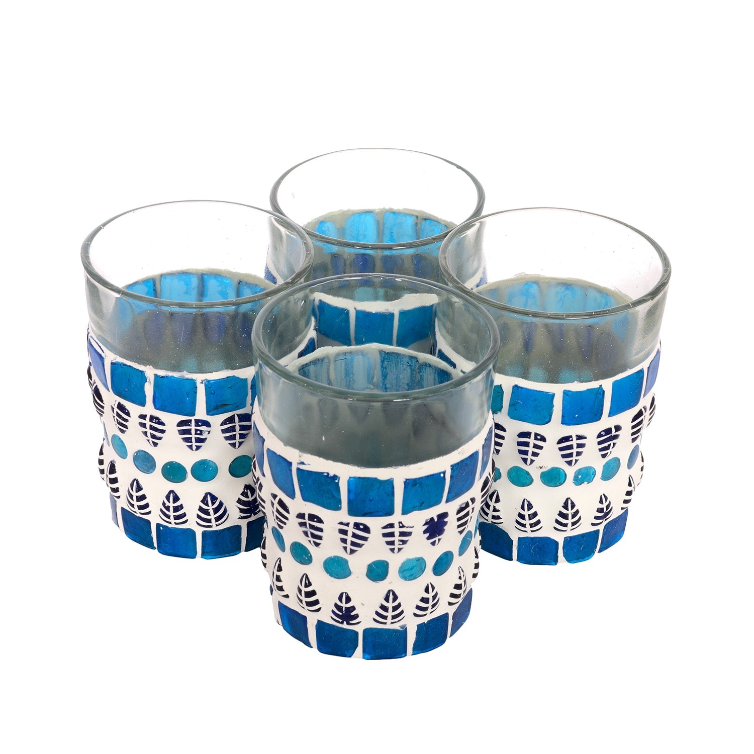 Hand Painted Mosaic Tea Set 4 : Blue
