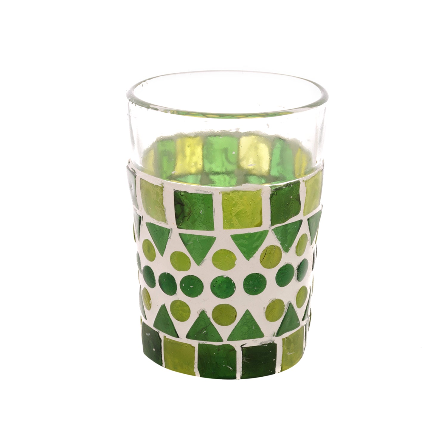 Hand Painted Tea Glass Set of 4: Green