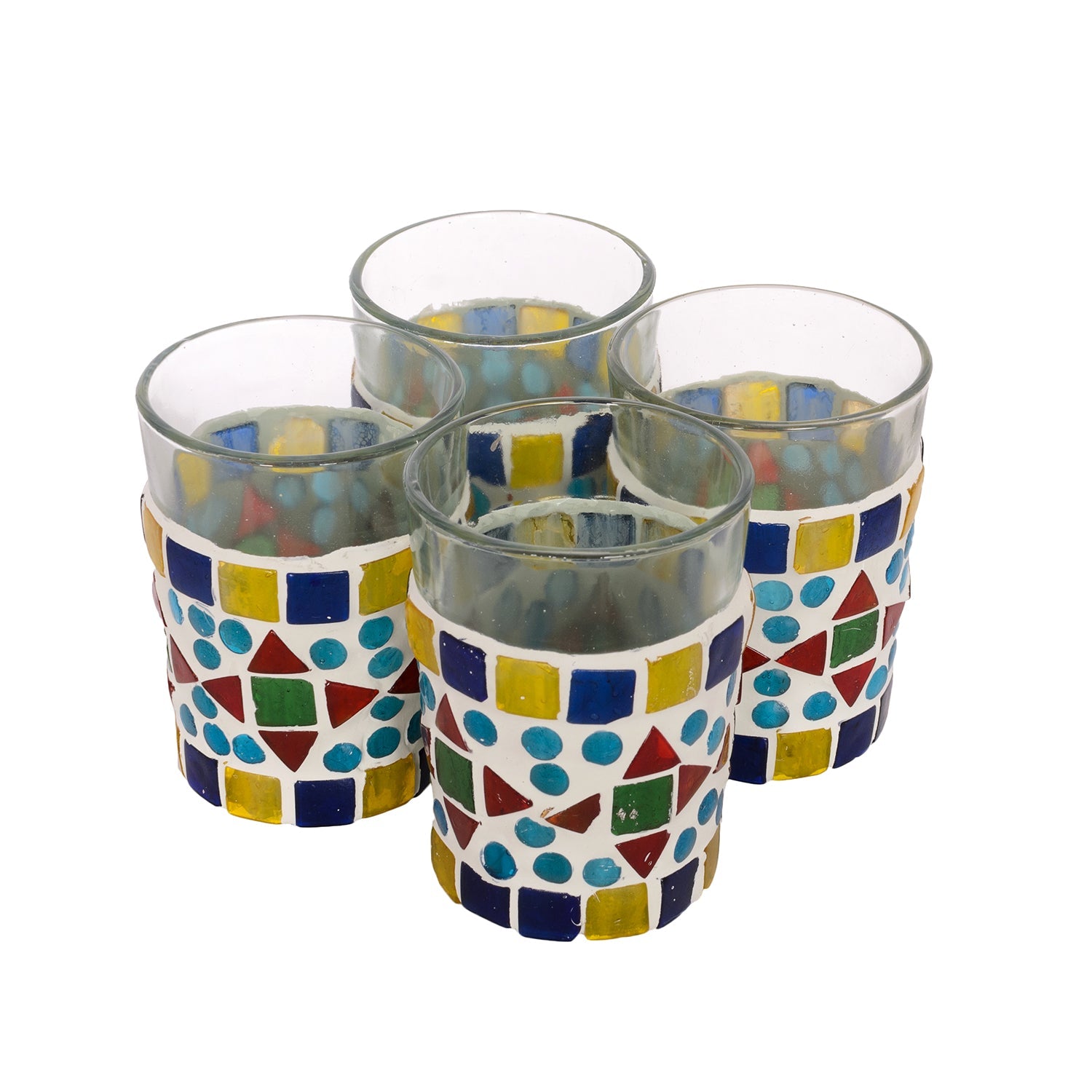 Hand Painted Tea Glass Set of  4 : Multi Color