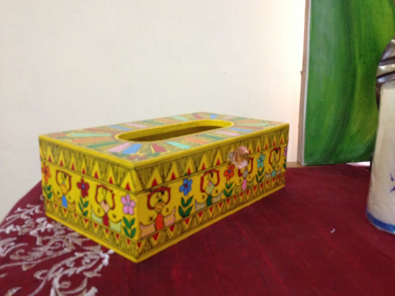 hand painted tissue box